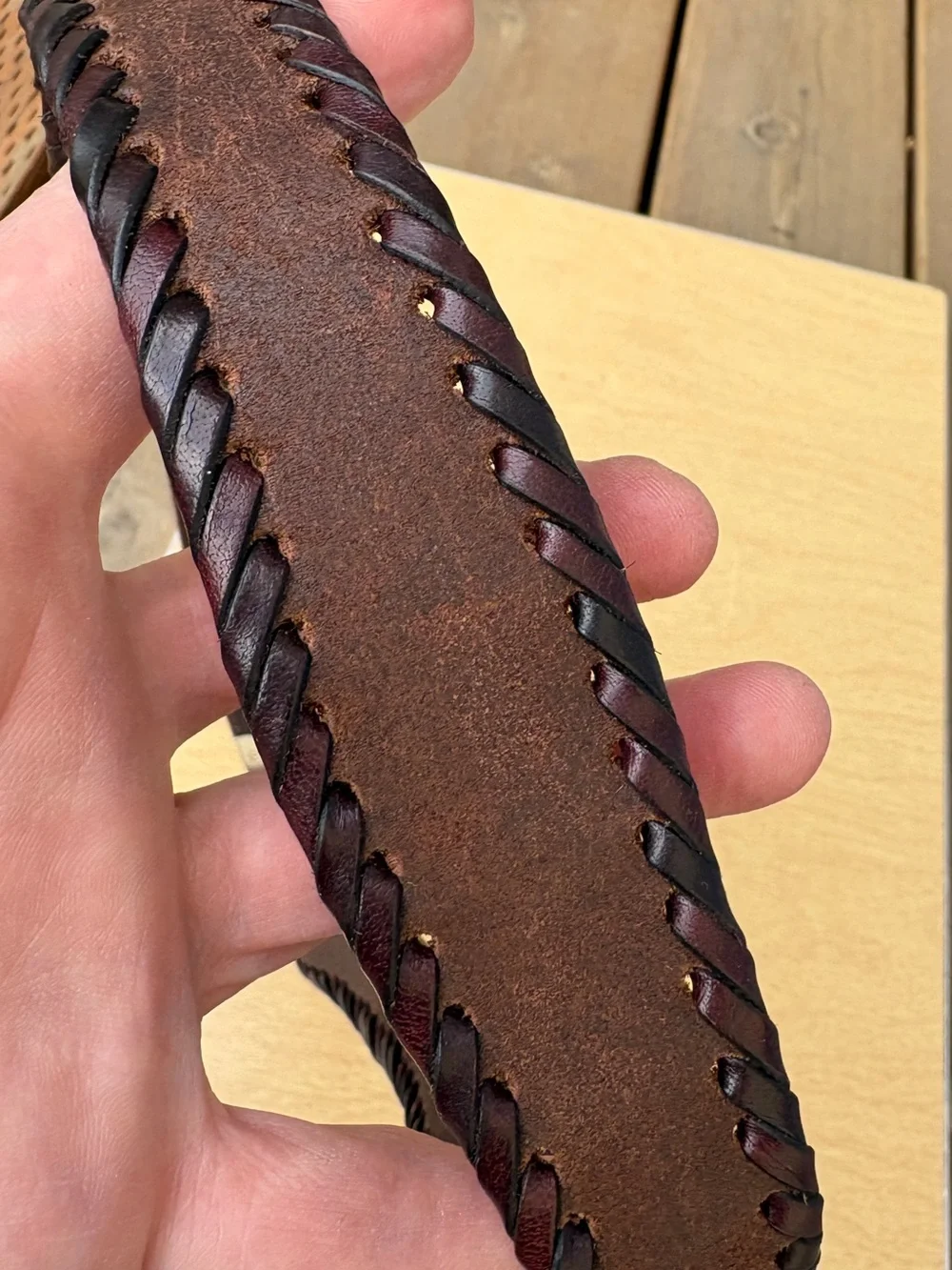 Frye Wm’s Whipstitch Edge Brown Leather Belt NWOT Sz S